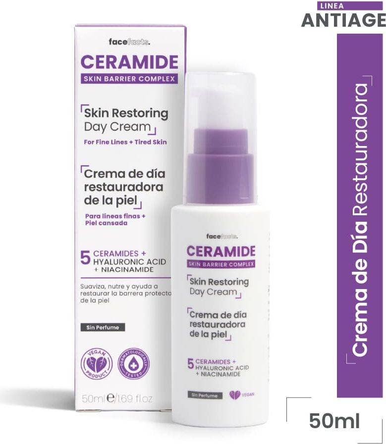 Face Facts Skin Restoring Day Cream 50 ml - Ceramidas + Ácido Hialurónico + N...