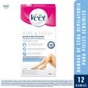 Veet Bandas Depilatorias Corporales Piel Sensible 12un. Pure & Fresh