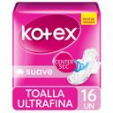 Toallas Higiénicas Kotex Ultrafina Suave Con Alas 16 un