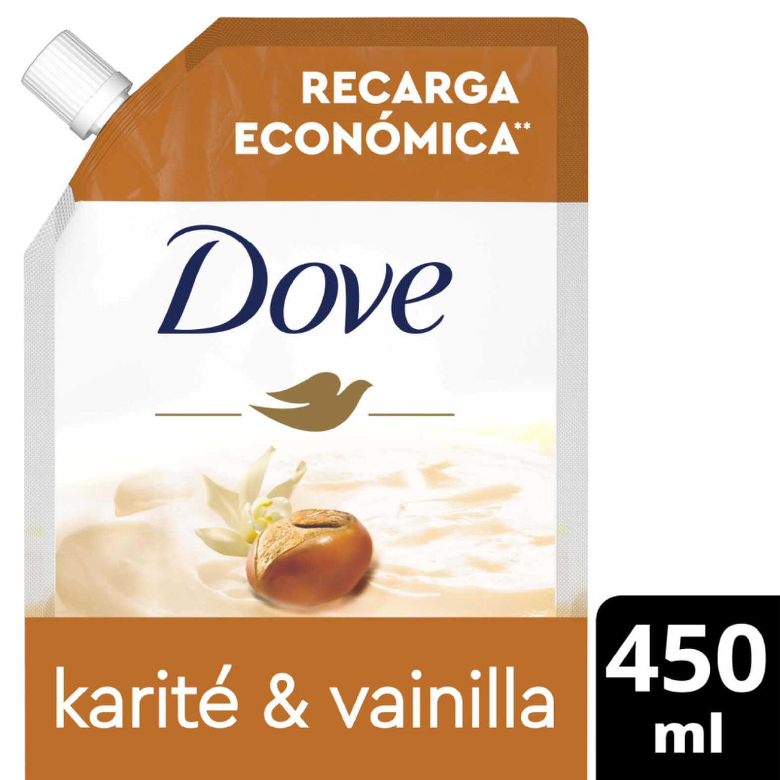 Dove Jabón Líquido Cremoso Karité & Vainilla Recarga 450 ml