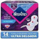 Toalla Higiénica Nosotras Buenas Noches Ultra Delgada Tela Extra Suave 14 Un