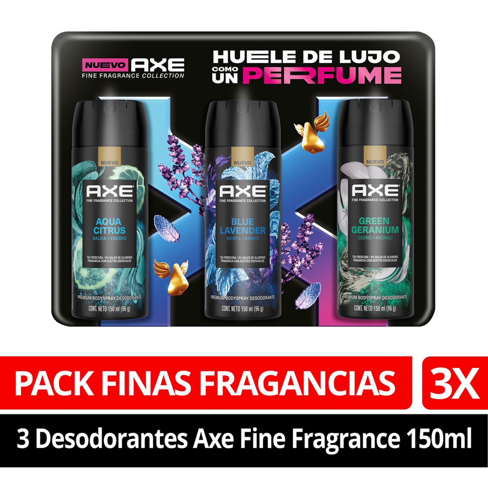 Axe Pack 3 Desodorantes Finas Fragancias 150 ml