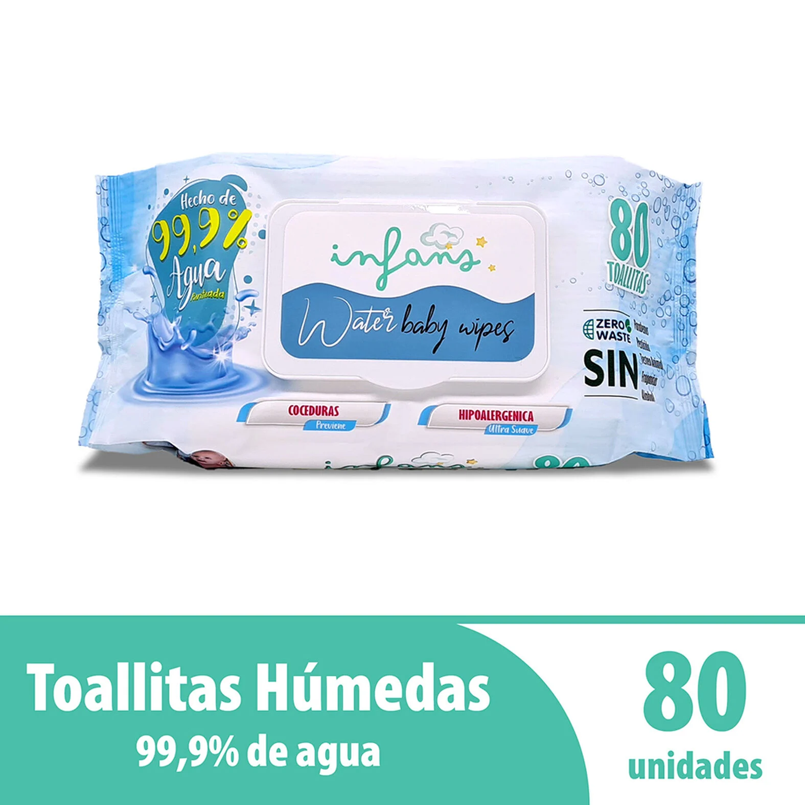 Infans Water Baby Wipes 80 Toallitas Húmedas