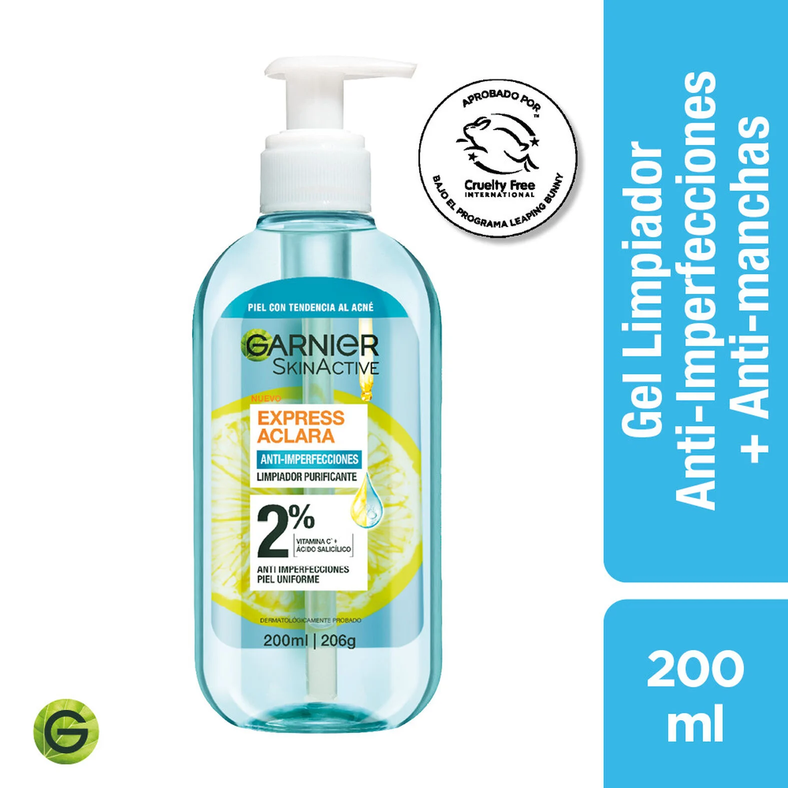 Garnier SkinActive Express Aclara Gel Limpiador 200 ml