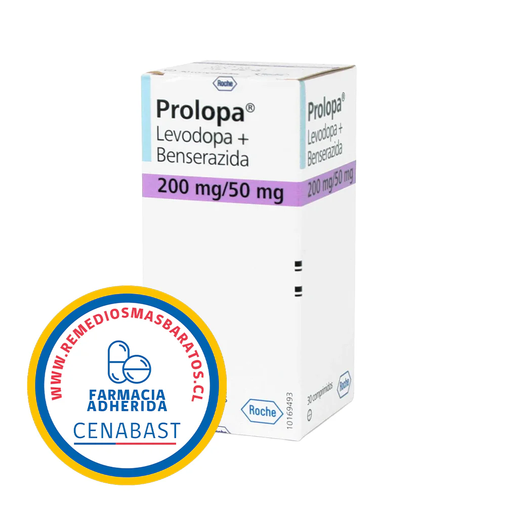 Prolopa 200 mg / 50 mg x 30 Comprimidos - Levodopa + Benserazida