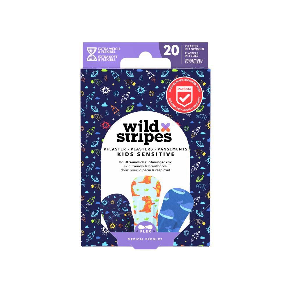 Wild Stripes Curitas Sensitive Space Kids 20 Unidades
