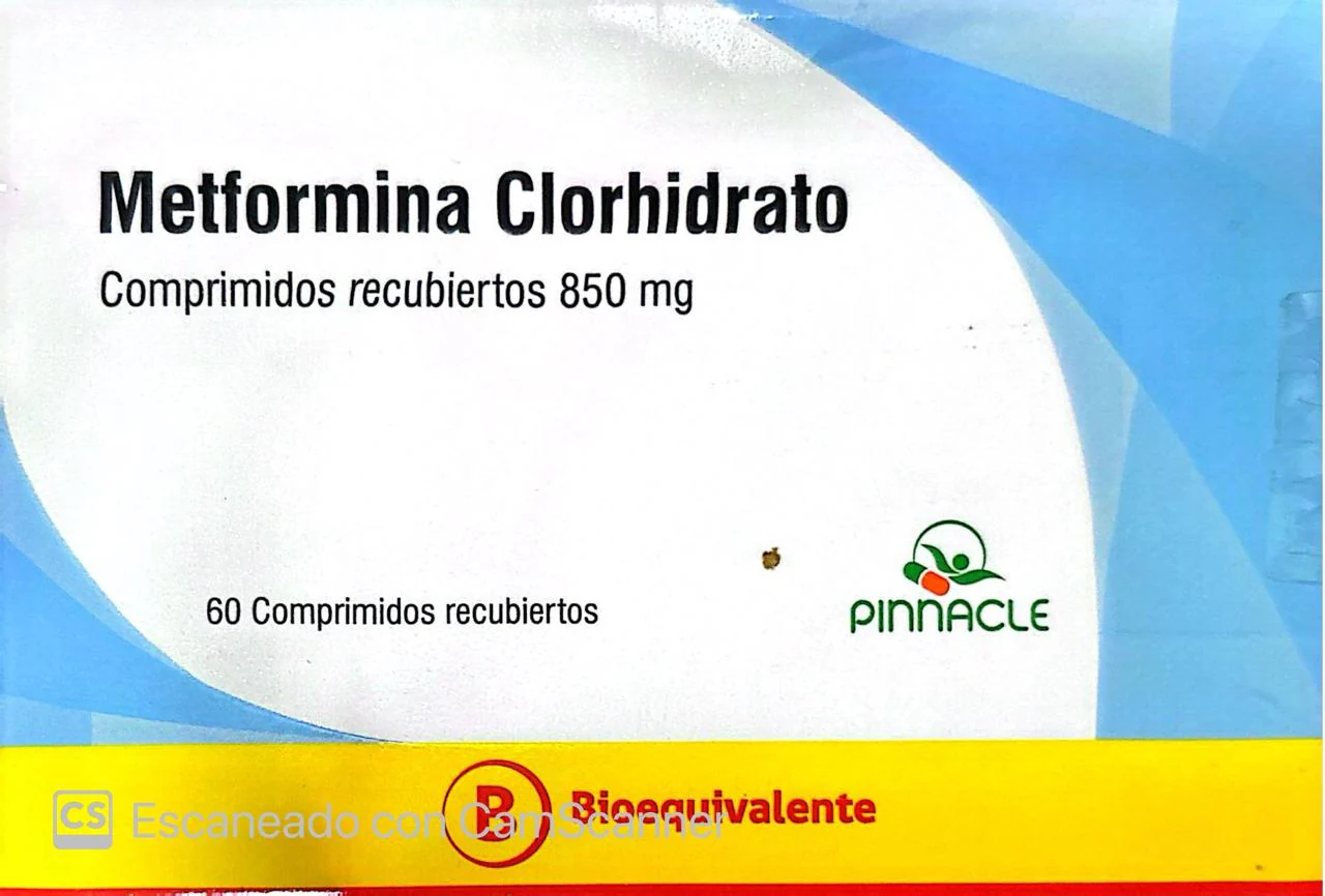 Pinnacle Metformina 850 mg x 60 Comprimidos - Clorhidrato de Metformina