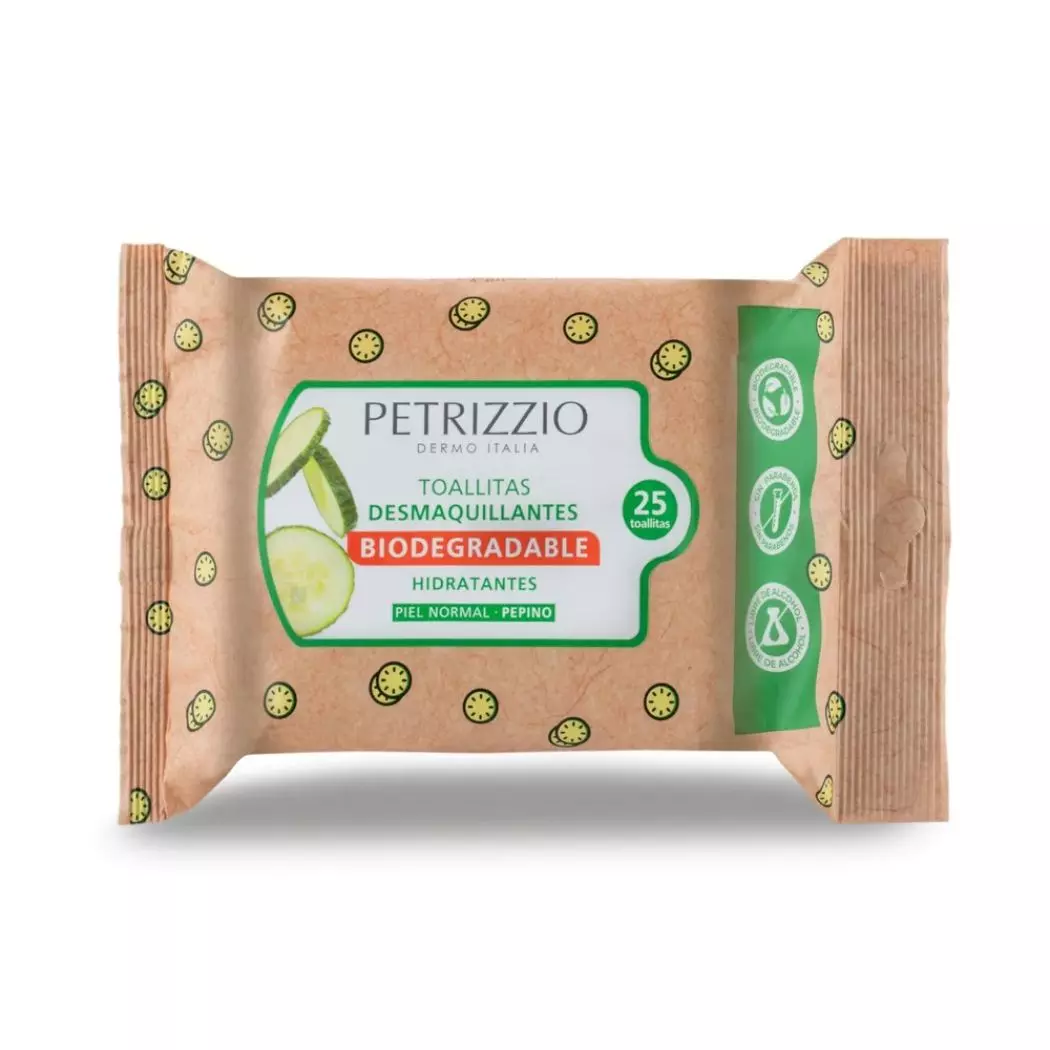 Petrizzio Toallitas Desmaquillantes Biodegradable Pepino 25 Unidades