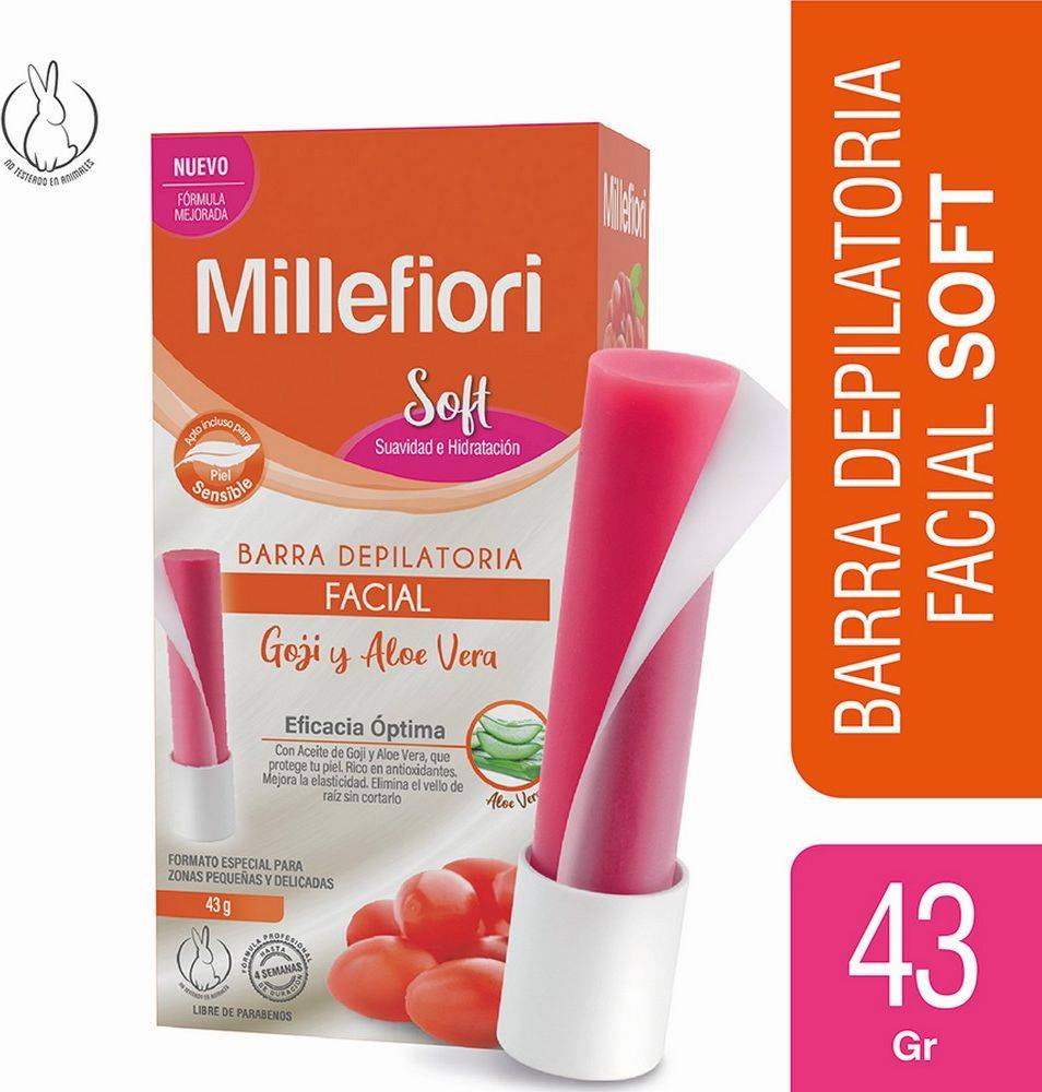 Millefiori Soft Barra Depilatoria Facial Goji y Aloe Vera 43 g