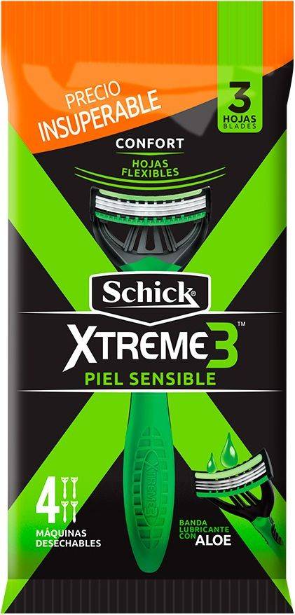 Schick Xtreme3 Piel Sensible 4 Unidades