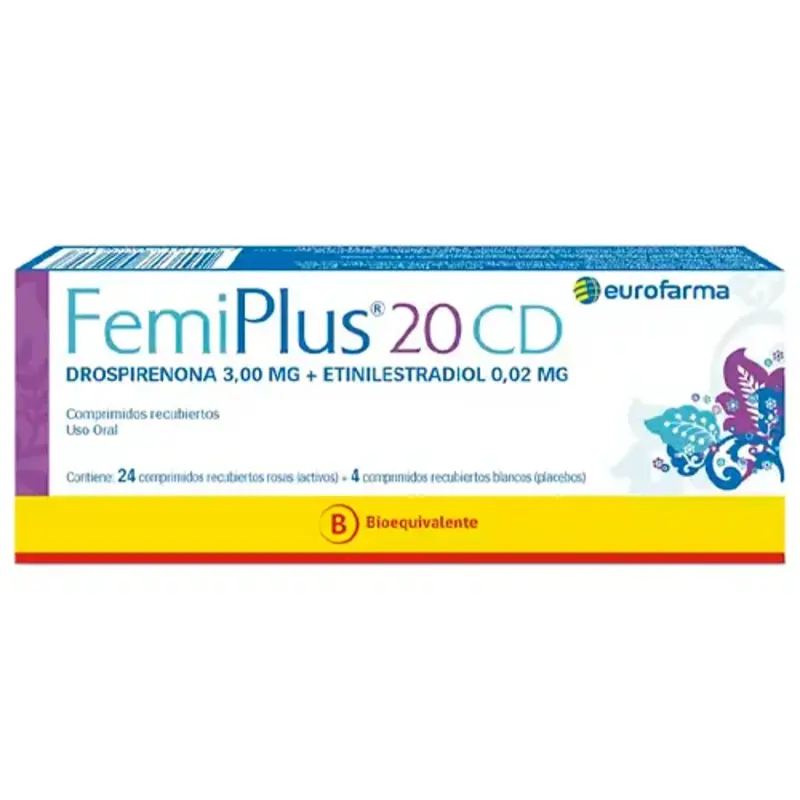 FemiPlus 20 CD 3/0.02 mg x 28 Comprimidos - Drospirenona/Etinilestradiol