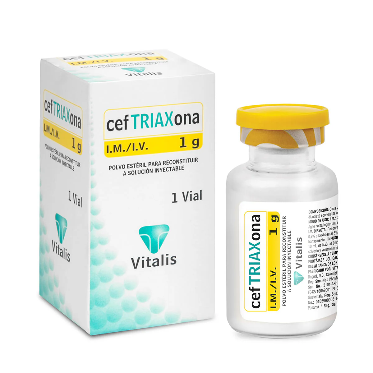 Ceftriaxona 1 g Polvo para Solución Inyectable 1 Vial - Vitalis
