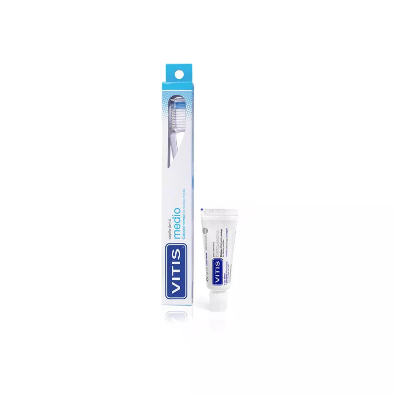 Vitis Pack Cepillo Dental Medio + Pasta Blanqueadora 15 ml