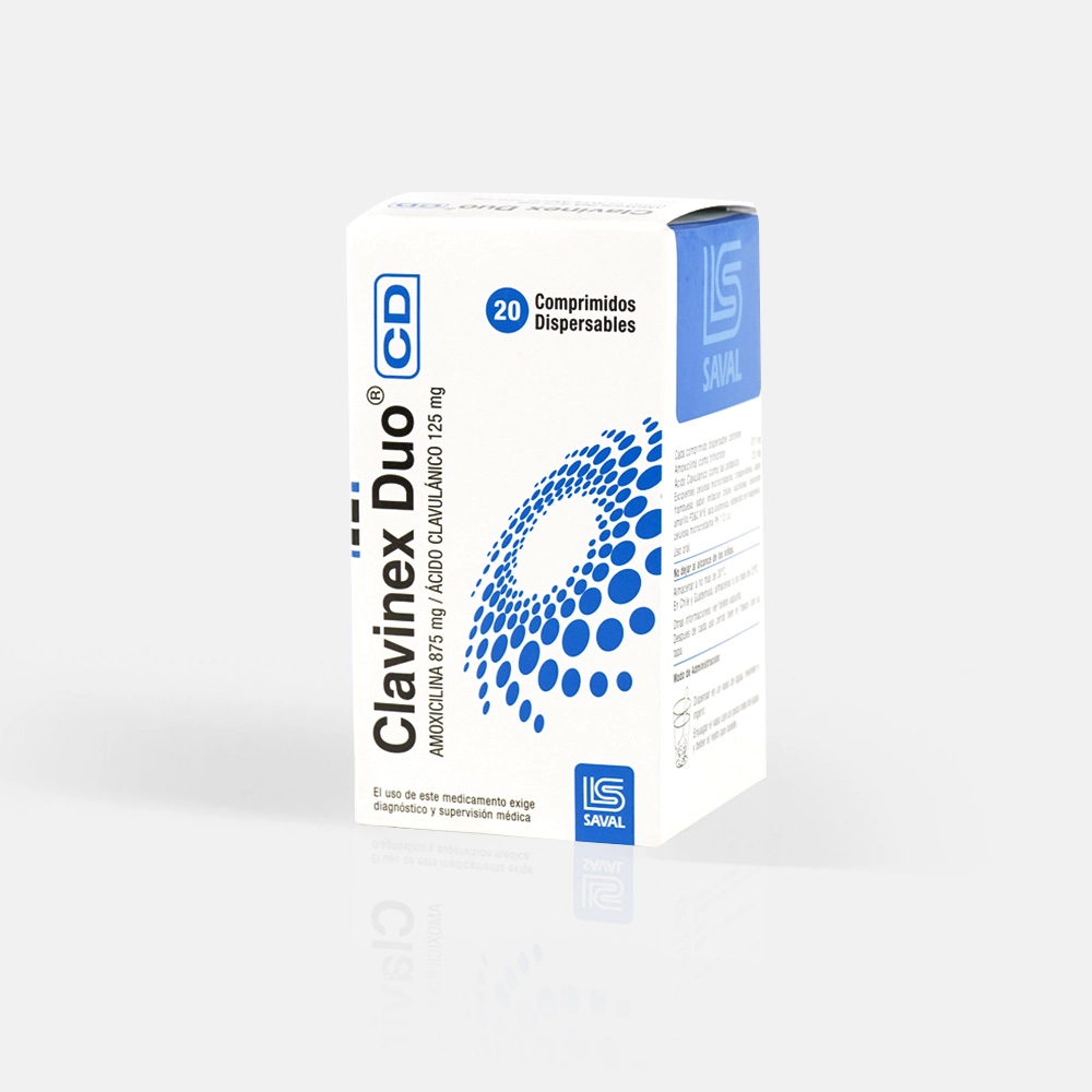 Clavinex Duo CD 875/125 mg x 20 Comprimidos - Amoxicilina + Ácido Clavulánico