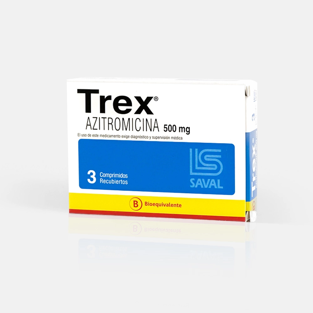 Trex 500 mg x 3 Comprimidos Recubiertos - Azitromicina (Saval)