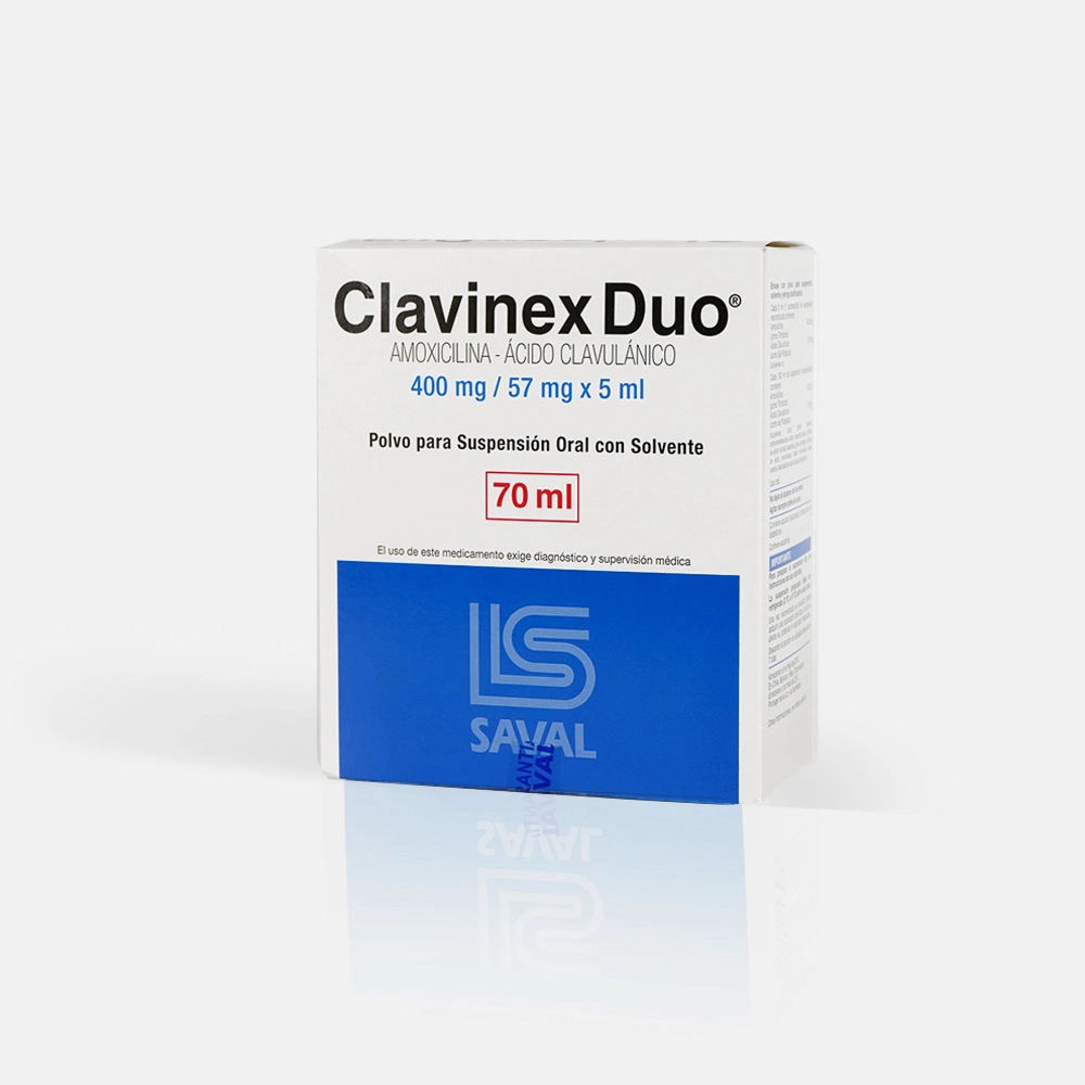 Clavinex Duo 400/57 mg Suspensión Oral 70 ml - Amoxicilina/Clavulánico