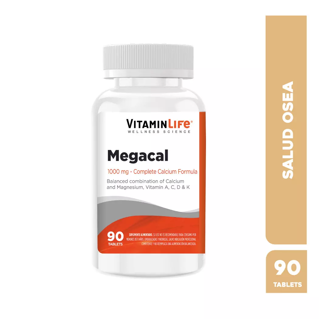 VitaminLife Mega Calcio 1000 + Vit. D, K 90 Comprimidos