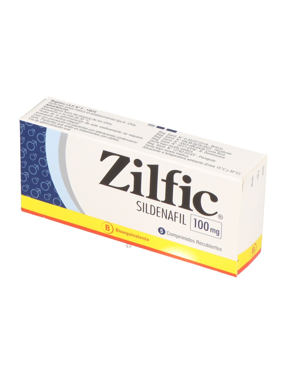 Zilfic Sildenafil 100 mg x 5 Comprimidos Recubiertos - Sildenafilo