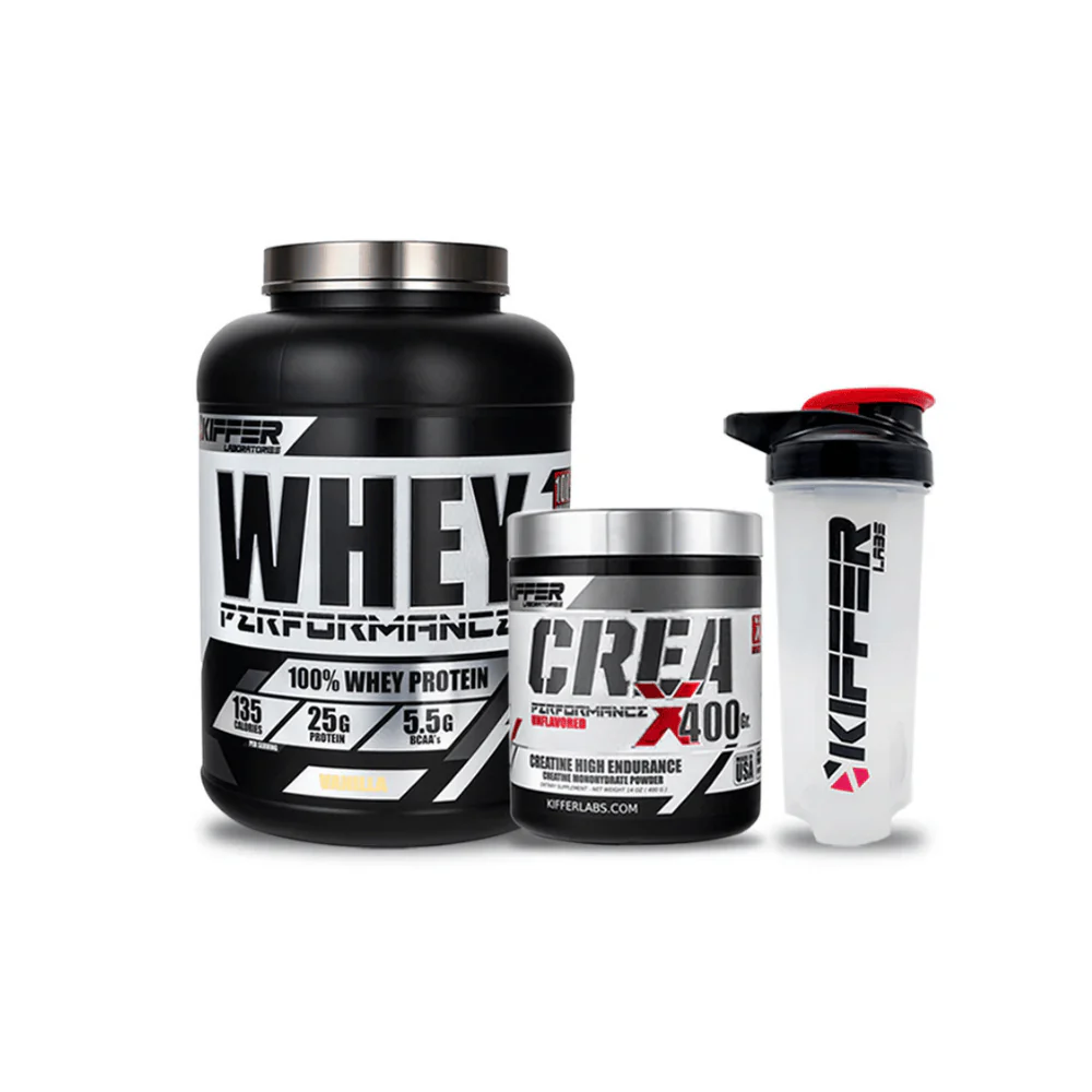 Kiffer Labs Whey Performance Pack 2x5 Lb + 2 Shakers - Banana y Frutilla